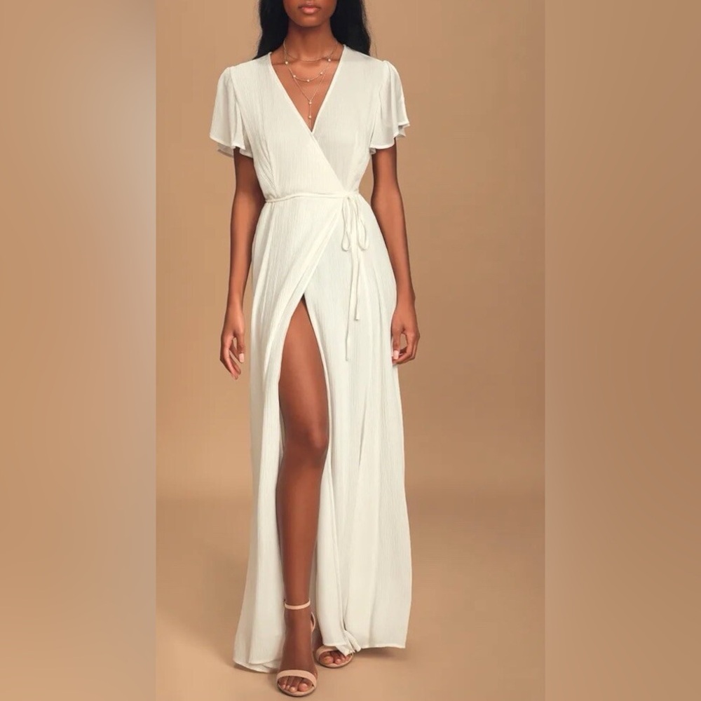 Elegant White Wrap Maxi Dress